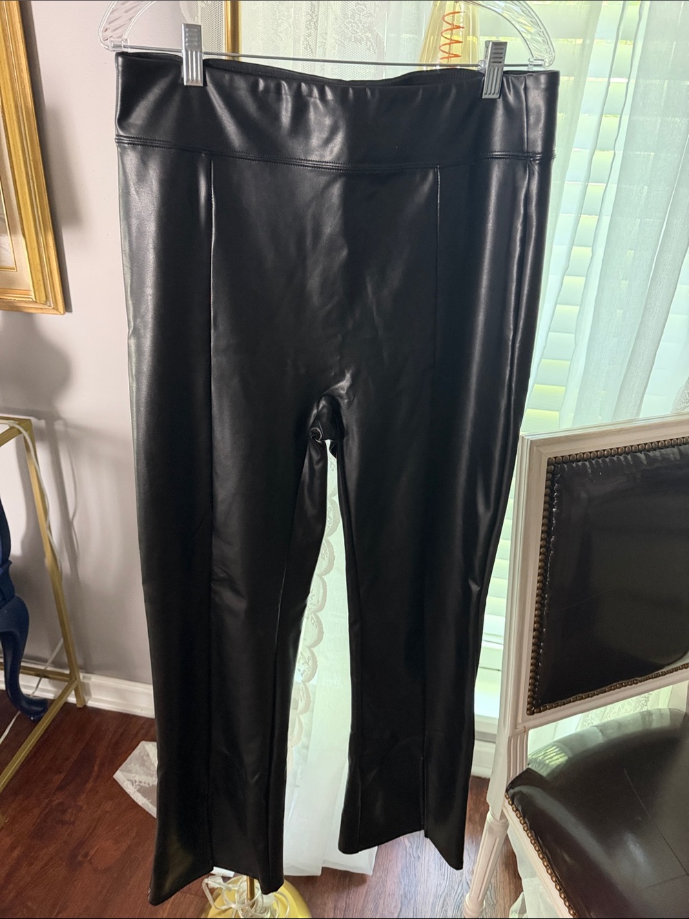 Abercrombie & Fitch Black Faux Leather Wide-Leg Pants